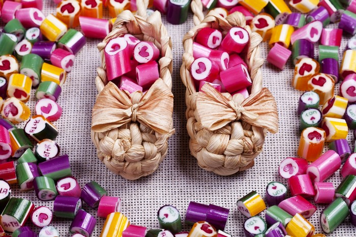 Candy in woven baskets