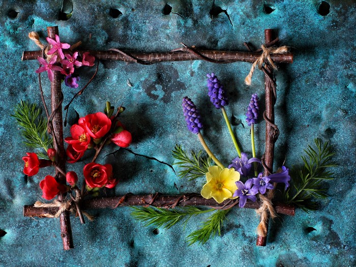 Floral Frame Design with Branches