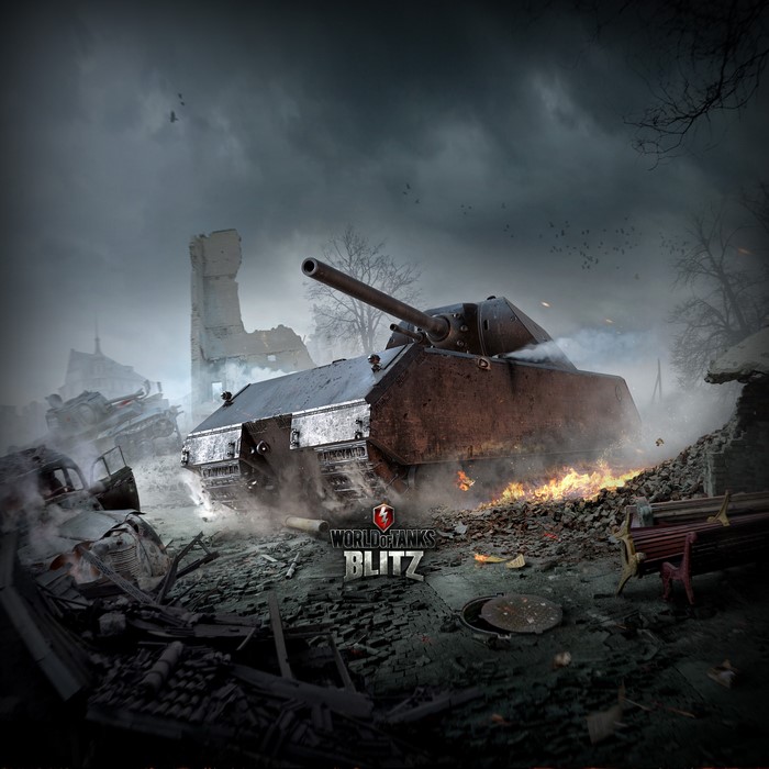 World of Tanks Blitz: German Maus Tank in Ruins