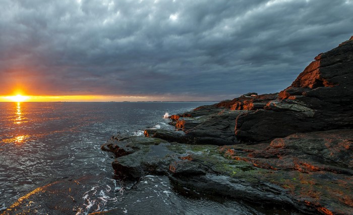 Sunset over the rocky coast of Rogaland, Norway