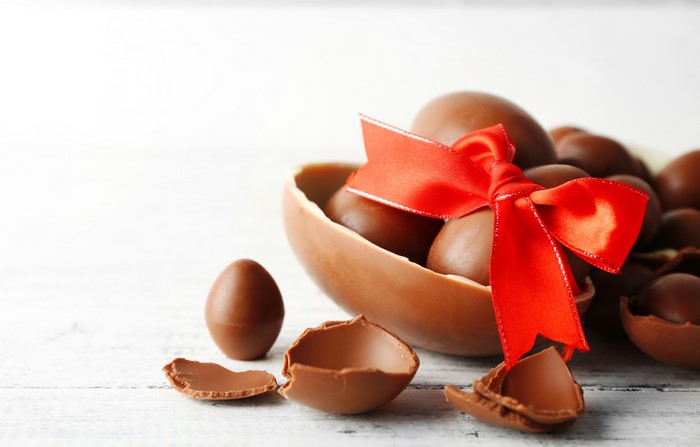 Easter Chocolate Eggs with Red Bow