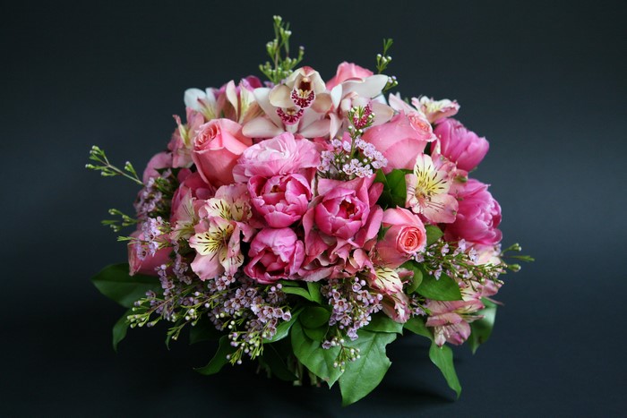 Vibrant Pink Floral Bouquet with Mixed Flowers