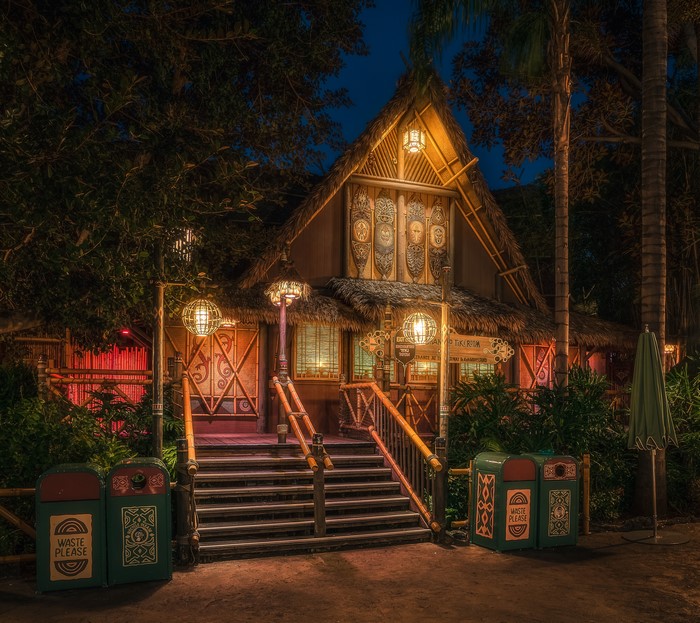 Tiki Room at Disneyland, California at Night