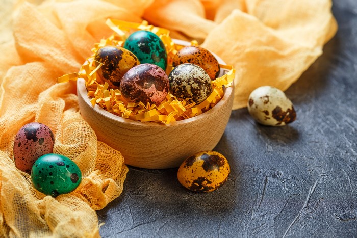 Easter Quail Eggs in a Bowl