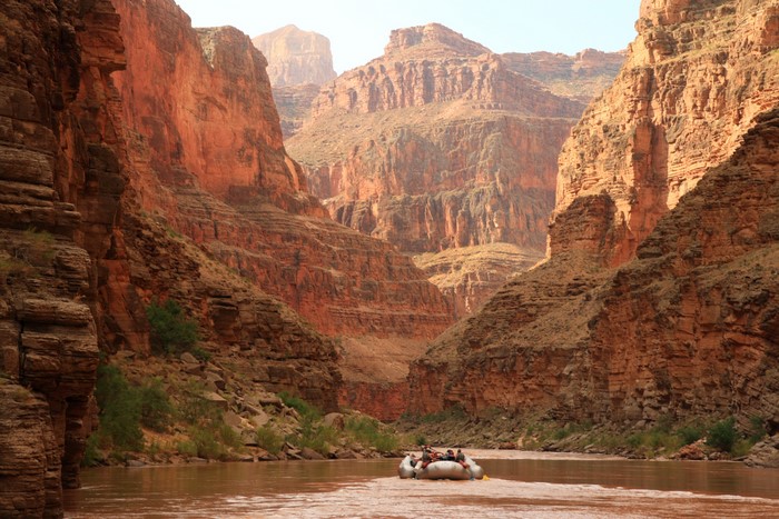 Rafting down the Colorado River in the Grand Canyon
