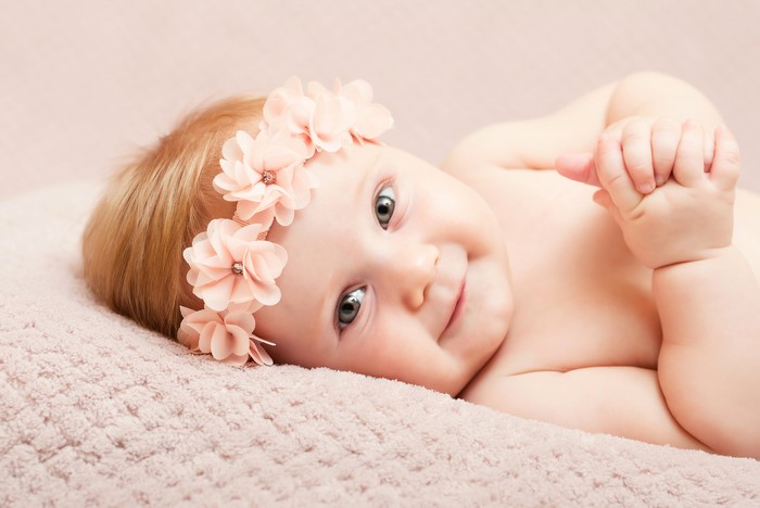 Baby with Flower Crown Smiling