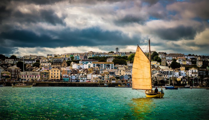 Sailboat in Falmouth Harbour, Cornwall, England
