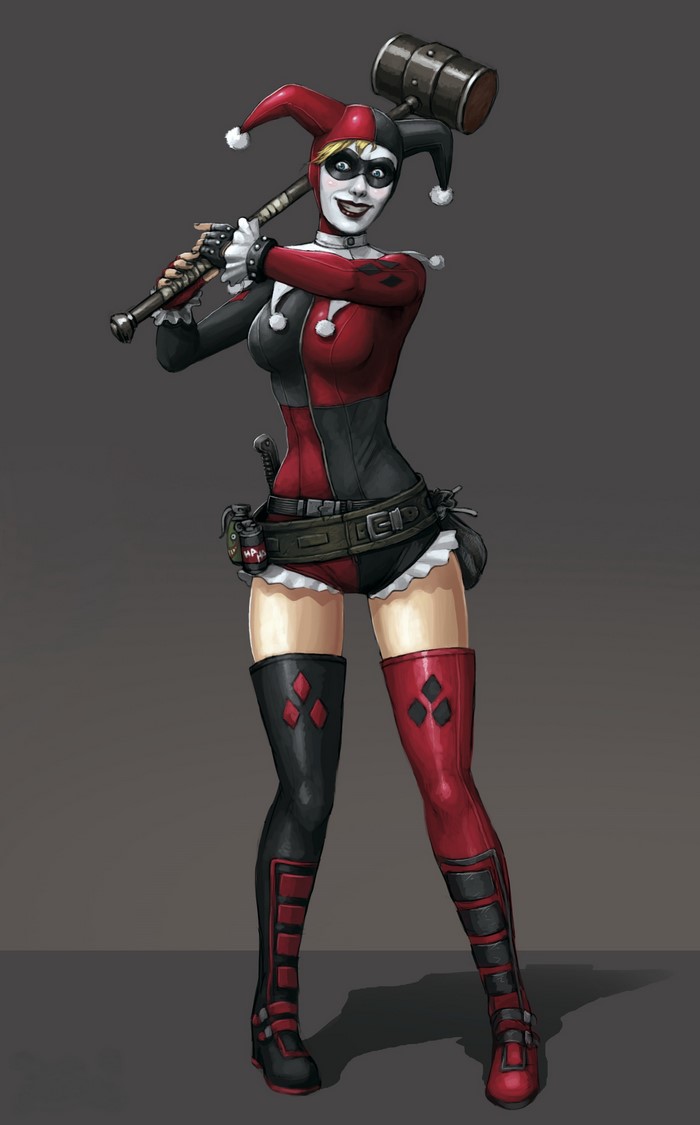 Harley Quinn from DC Comics holding a hammer