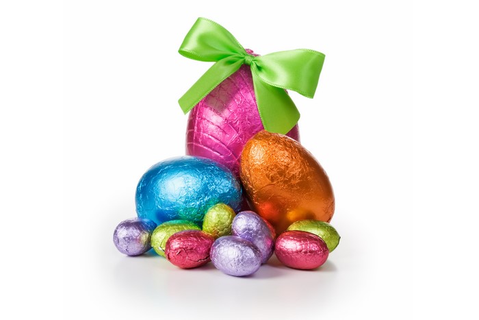 Easter Eggs with Green Bow