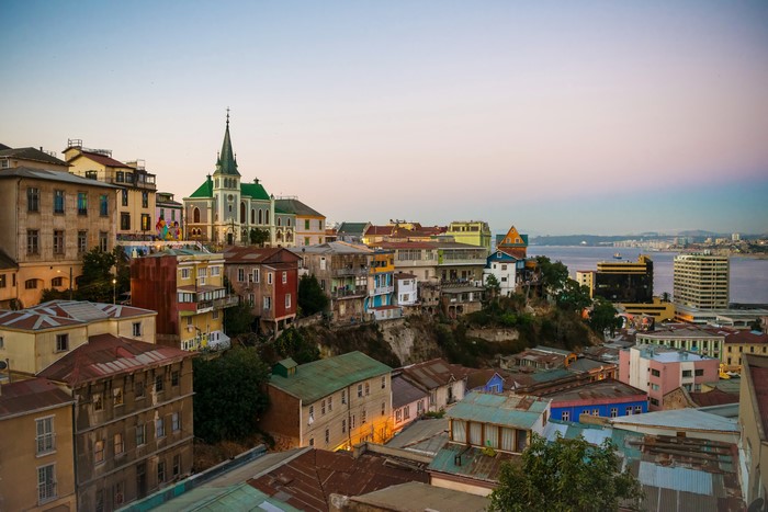 Valparaiso, Chile Houses at Evening
