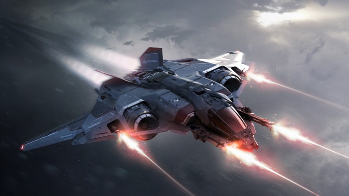 Star Citizen Starship Firing Lasers