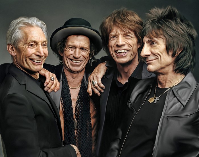 The Rolling Stones: Mick Jagger, Keith Richards, Ronnie Wood, Charlie Watts