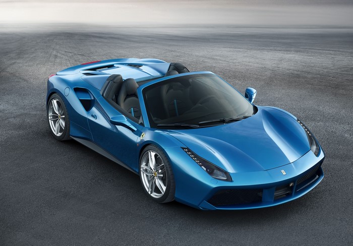 Blue Ferrari 488 Spider Convertible