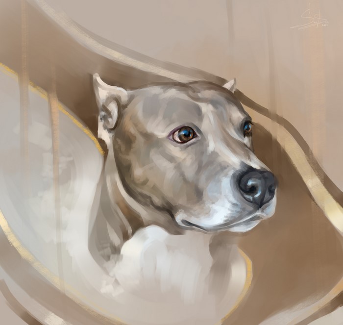 Painting of a dog's head