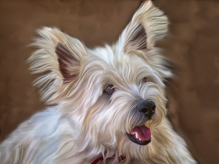 Painting Art of a White Dog
