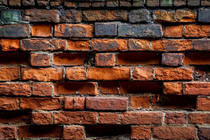 Close-up of an old brick wall texture