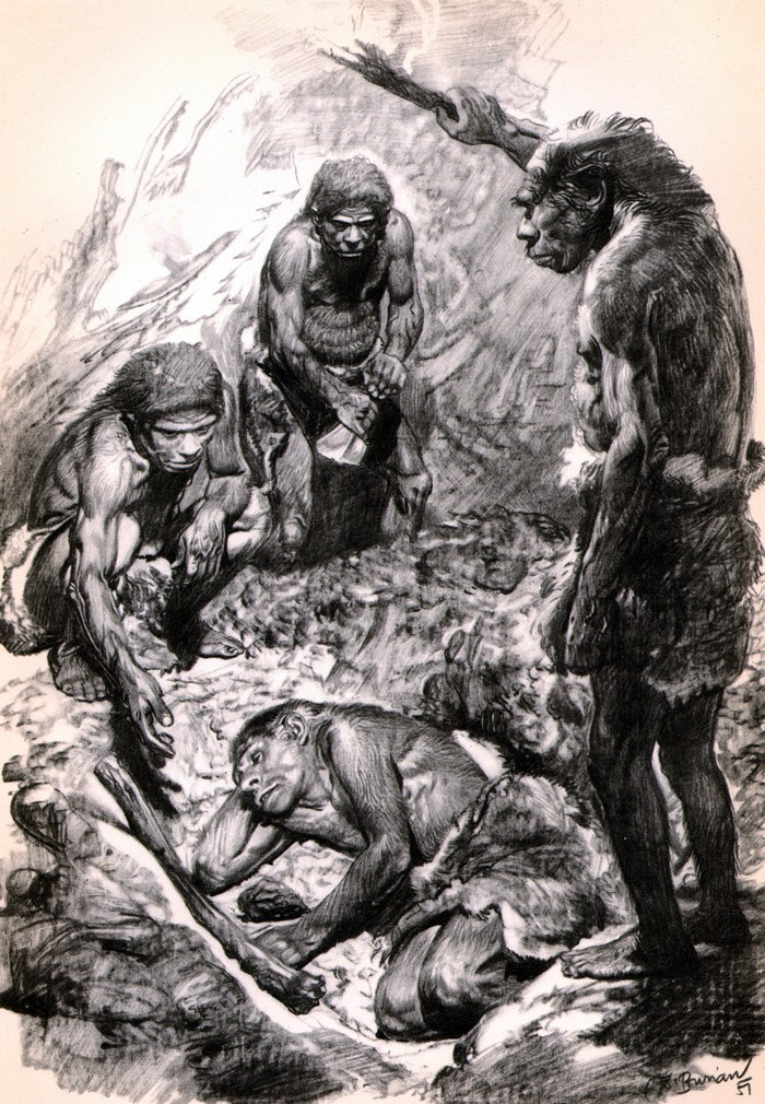 The Le Moustier Burial by Zdenek Burian