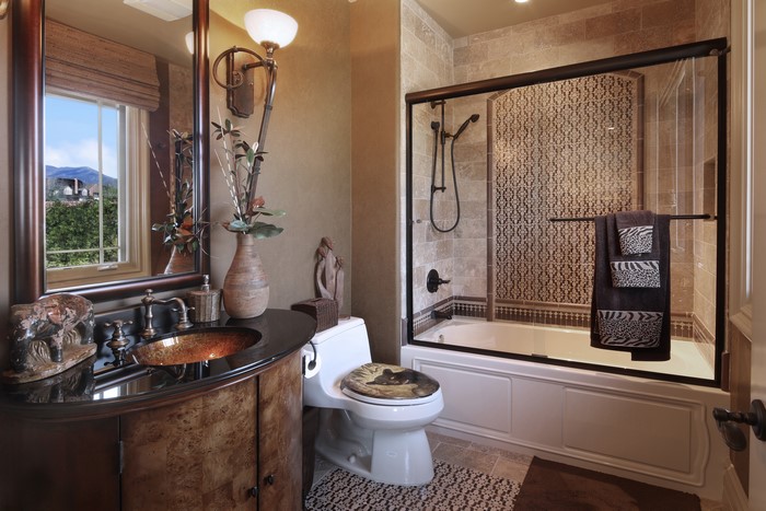 Bathroom Interior Design with Lamp and Toilet