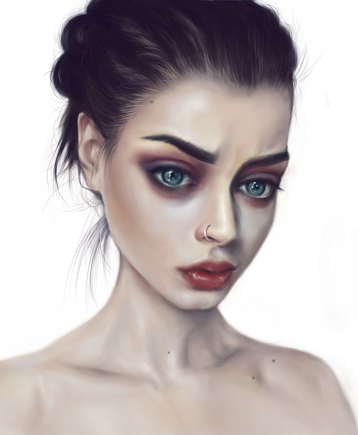 Painting Art of a Brunette Girl