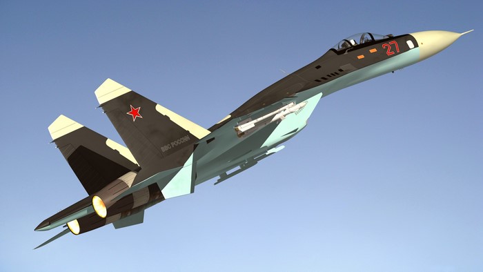 Sukhoi Su-27 fighter jet with missiles