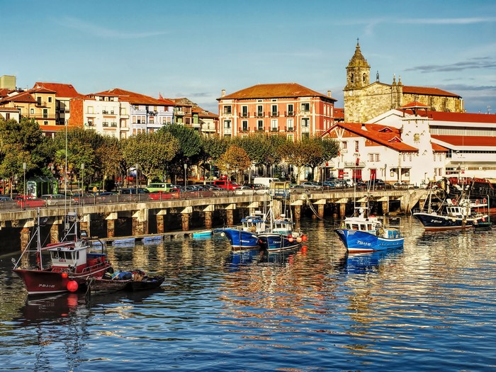 Boats in Bermeo Harbor, Basque Country, Spain