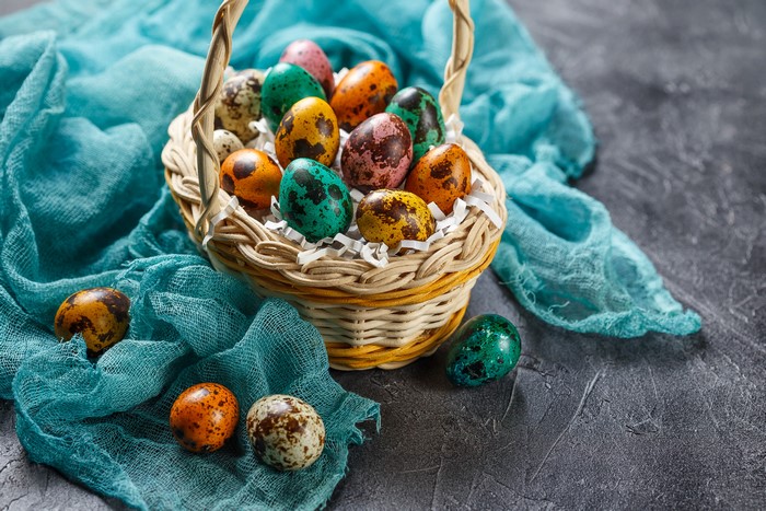 Easter Eggs in a Wicker Basket