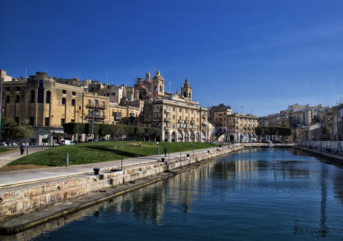 Cospicua, Malta Canal with Buildings