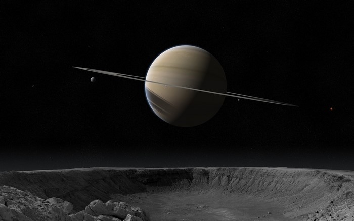4K View of Saturn with Its Rings and Moons