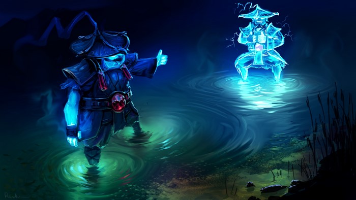Storm Spirit from DOTA 2 in a pond