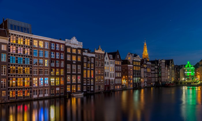 Amsterdam Canal Houses at Night