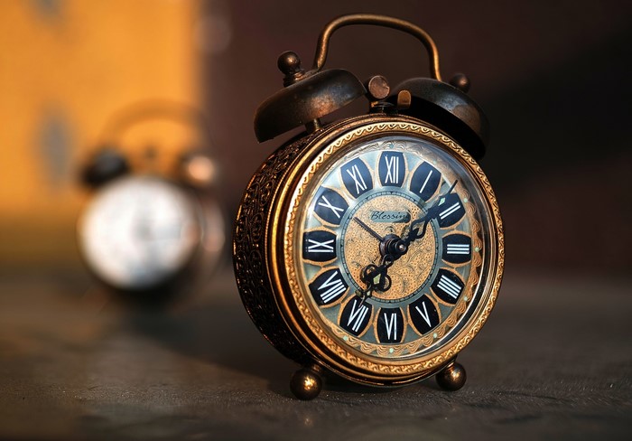 Retro alarm clock with Roman numerals