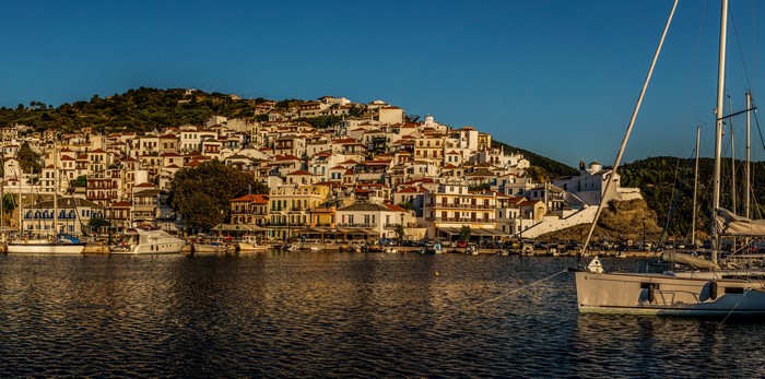 Skopelos Greece Houses Marinas Sea Coast 4K
