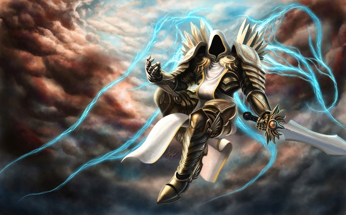 Tyrael from Diablo III with Sword and Lightning
