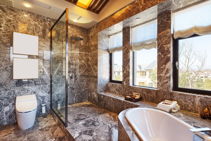Luxury Marble Bathroom with Bathtub and Shower