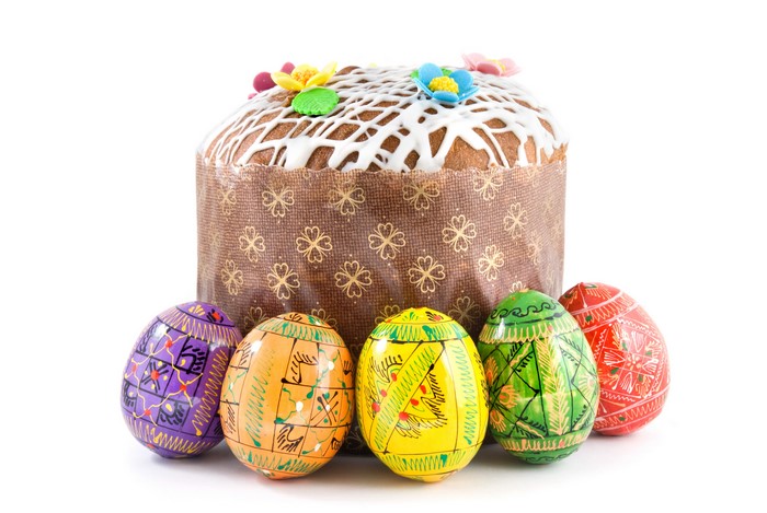 Easter Kulich and Decorated Eggs