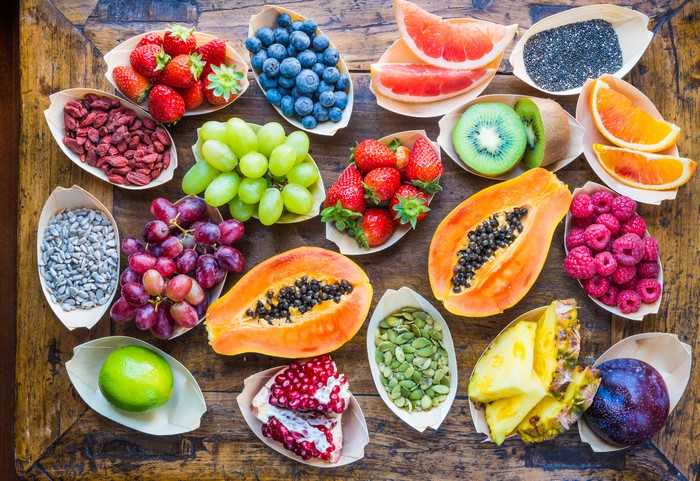 Assortment of Fresh Fruits and Seeds