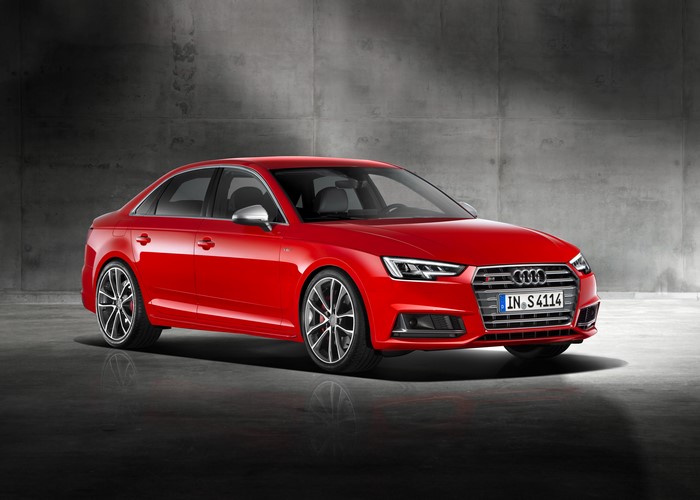 Red Audi S4 Sedan with IN S 4114 license plate