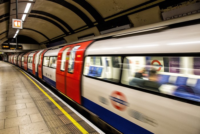 London Underground train in motion