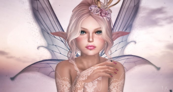 Fairy with pink hair and wings