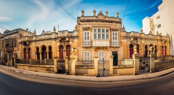 Traditional Maltese House with Arches and Balconies in Gzira, Malta
