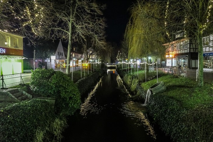 Canal in Rotenburg, Lower Saxony, Germany at Night