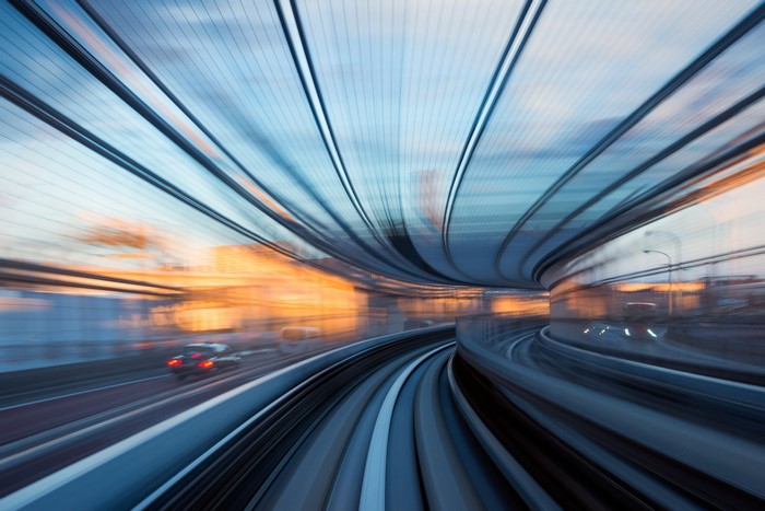 Motion blur of a train in Japan