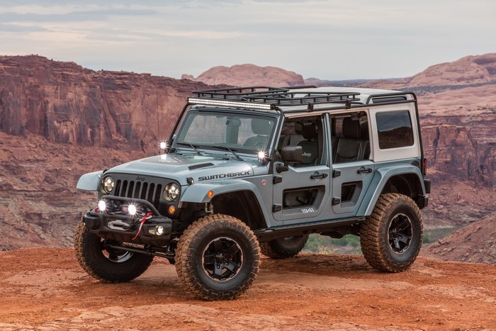 Jeep Switchback Concept off-roading in desert landscape