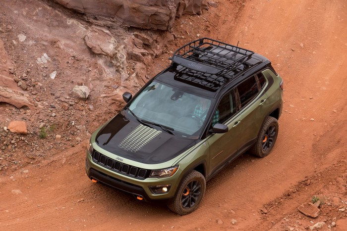 Jeep Trailpass Concept SUV on a dirt road