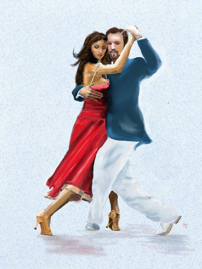 Couple dancing Tango painting