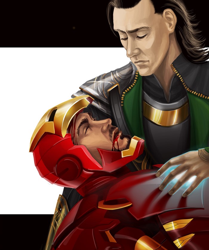 Loki holding Iron Man from The Avengers