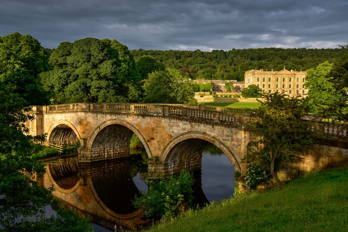 Chatsworth House Bridge over River in United Kingdom