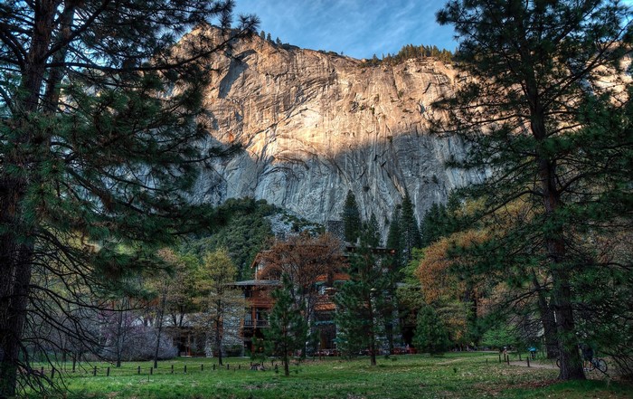 Yosemite National Park with El Capitan and a Lodge