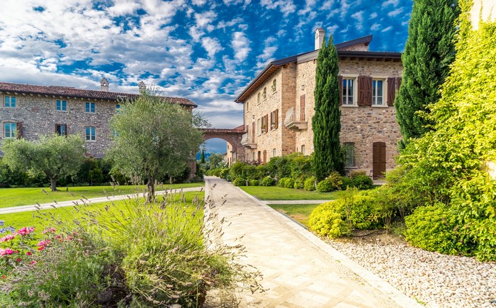 Kloster San Vigilio, Italy, with stone buildings and gardens