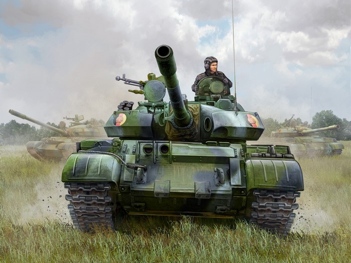 Painting of tanks in a field